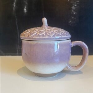 Anthropologie Mauve Ceramic Acorn Mug